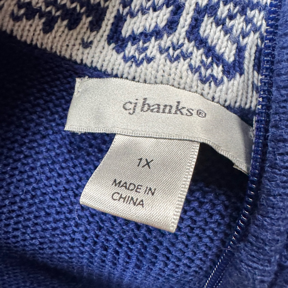 CJ Banks 1X Quarter Zip Snowflake Sweater. - Picture 2 of 12